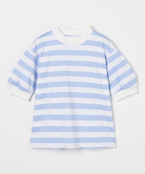 three dots（スリードッツ）の「ビッグストライプ パフTシャツ（Tシャツ/カットソー・レディース・ブラック/ホワイト×ブラック/ホワイト×ブルー/ホワイト/ホワイト×グレー/ホワイト系その他・SMALL）」の3枚目の写真