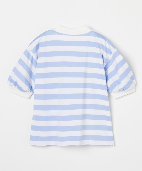 three dots（スリードッツ）の「ビッグストライプ パフTシャツ（Tシャツ/カットソー・レディース・ブラック/ホワイト×ブラック/ホワイト×ブルー/ホワイト/ホワイト×グレー/ホワイト系その他・SMALL）」の10枚目の写真