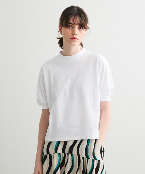 three dots（スリードッツ）の「ビッグストライプ パフTシャツ（Tシャツ/カットソー・レディース・ブラック/ホワイト×ブラック/ホワイト×ブルー/ホワイト/ホワイト×グレー/ホワイト系その他・SMALL）」の15枚目の写真