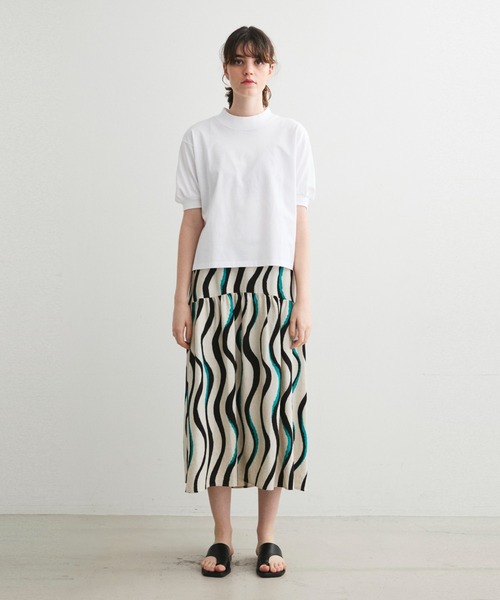 three dots（スリードッツ）の「ビッグストライプ パフTシャツ（Tシャツ/カットソー・レディース・ブラック/ホワイト×ブラック/ホワイト×ブルー/ホワイト/ホワイト×グレー/ホワイト系その他・SMALL）」の19枚目の写真