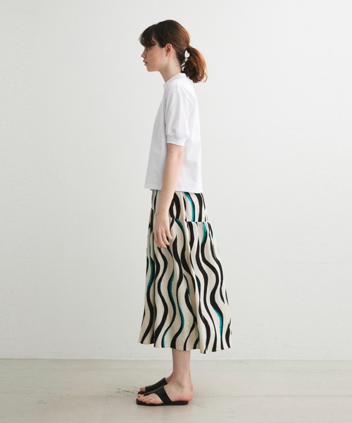 three dots（スリードッツ）の「ビッグストライプ パフTシャツ（Tシャツ/カットソー・レディース・ブラック/ホワイト×ブラック/ホワイト×ブルー/ホワイト/ホワイト×グレー/ホワイト系その他・SMALL）」の20枚目の写真