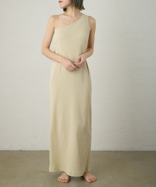 LOUNGEDRESS（ラウンジドレス）の「【earthy_/アーシー】リブワンショルタンクワンピース（ワンピース・レディース・ブラック/ベージュ・SMALL/MEDIUM）」の6枚目の写真