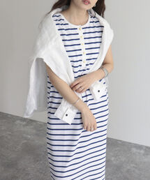 fredy emue | ボーダー2WAYフレンチスリーブワンピース(ワンピース)