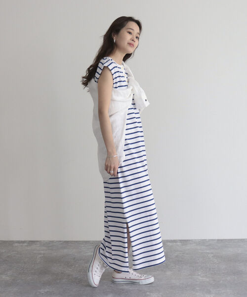 fredy emue（フレディエミュ）の「ボーダー2WAYフレンチスリーブワンピース（ワンピース・レディース・ホワイト系その他/ブラック系その他/グレー系その他・38）」の22枚目の写真