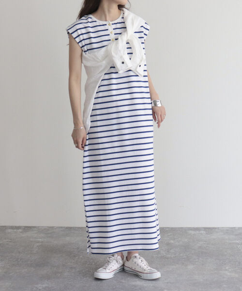 fredy emue（フレディエミュ）の「ボーダー2WAYフレンチスリーブワンピース（ワンピース・レディース・ホワイト系その他/ブラック系その他/グレー系その他・38）」の13枚目の写真