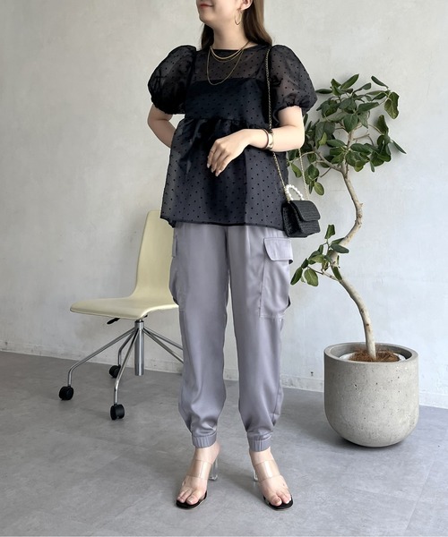 prose verse（プロズヴェール）の「サイドポケットサテンジョガーパンツ（カーゴパンツ・レディース・カーキ/グレー/ブラック・ﾌﾘ-）」の22枚目の写真