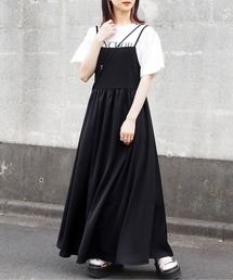 テレコ切り替えキャミロングワンピース