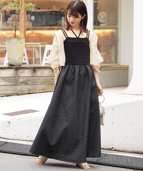 セール】テレコ切り替えキャミロングワンピース（ワンピース）｜tiptop