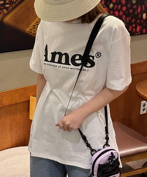 tシャツ AMES WORLDWIDE ／APPLIQUE T レディース AMESーWORLDWIDE tシャツ A'GEM/9 × .kom 「AMES WORLDWIDE