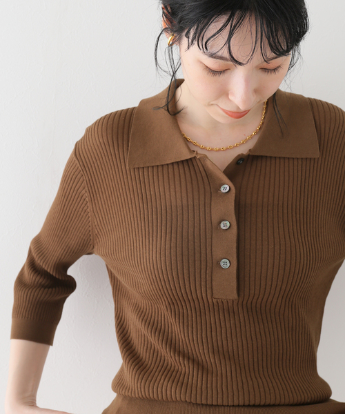 SLOBE IENA（スローブイエナ）の「ニットポロ襟プルオーバー