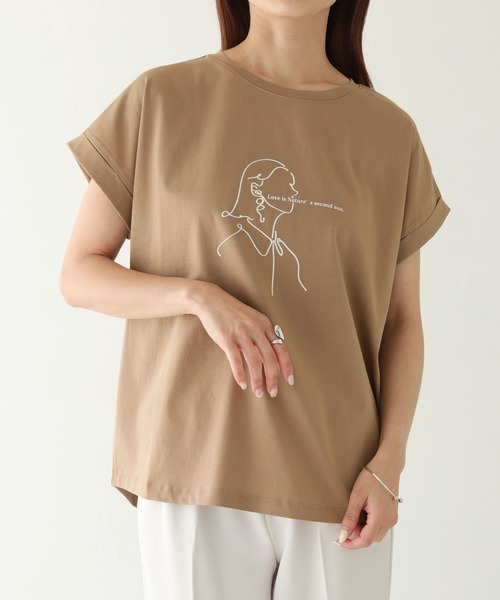 tシャツ 「ドライタッチフレアカットソー」 レディース vingtrois（バントロア）の「【vingtrois】ドライタッチコットン