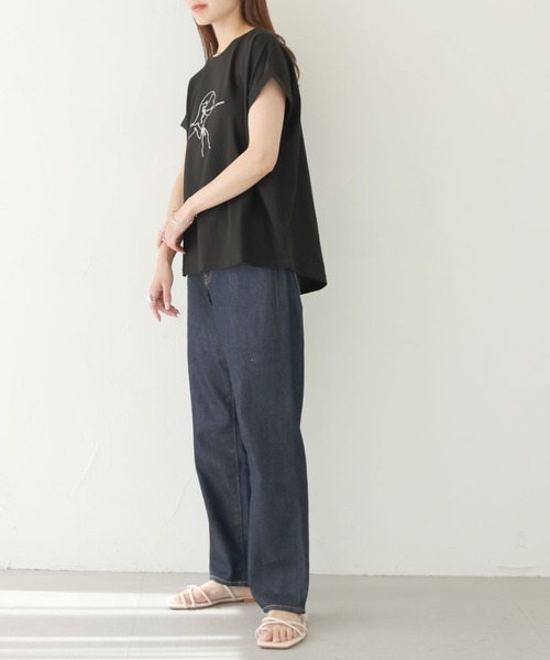 tシャツ 「ドライタッチフレアカットソー」 レディース vingtrois（バントロア）の「【vingtrois】ドライタッチコットン