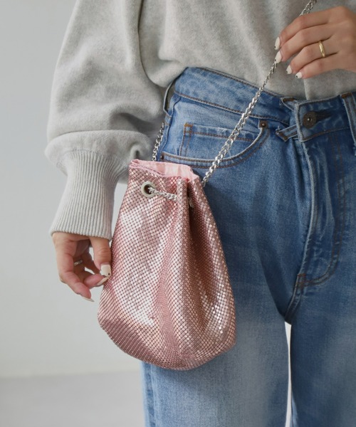 CIAOPANIC TYPY（チャオパニックティピー）の「メタルメッシュ巾着BAG（ショルダーバッグ・レディース・シャンパン/ピンク/ブラック/シルバー/ブルー/ゴールド・ONE SIZE）」の12枚目の写真