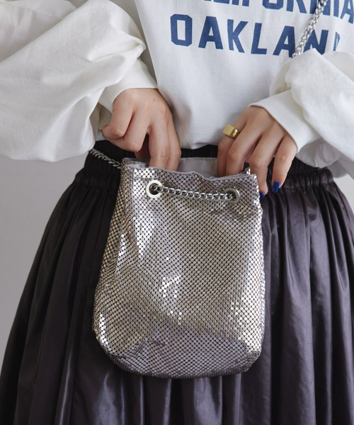 CIAOPANIC TYPY（チャオパニックティピー）の「メタルメッシュ巾着BAG（ショルダーバッグ・レディース・シャンパン/ピンク/ブラック/シルバー/ブルー/ゴールド・ONE SIZE）」の14枚目の写真