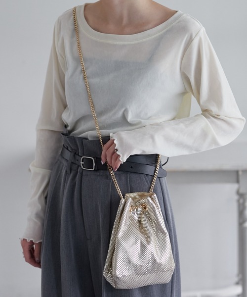 CIAOPANIC TYPY（チャオパニックティピー）の「メタルメッシュ巾着BAG（ショルダーバッグ・レディース・シャンパン/ピンク/ブラック/シルバー/ブルー/ゴールド・ONE SIZE）」の21枚目の写真