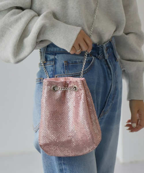 CIAOPANIC TYPY（チャオパニックティピー）の「メタルメッシュ巾着BAG（ショルダーバッグ・レディース・シャンパン/ピンク/ブラック/シルバー/ブルー/ゴールド・ONE SIZE）」の22枚目の写真