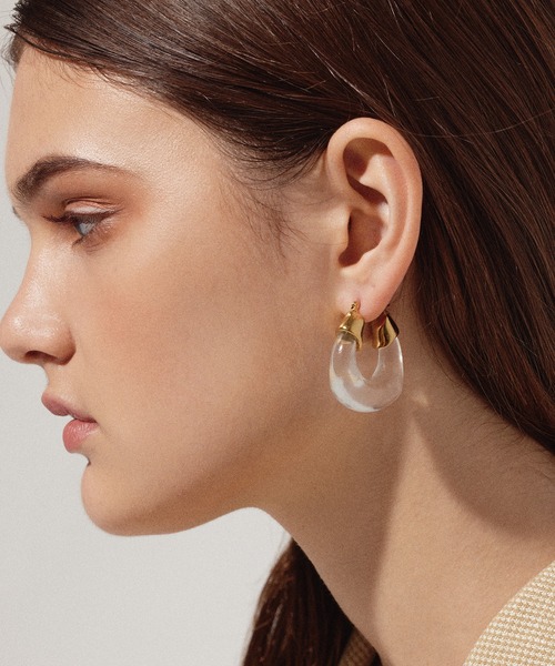 CENE(セネ)の「【CENE】セネ/カラークリアフープ(ピアス(両耳用)・レディース・グリーン/ホワイト/クリア・FREE)」の3枚目の写真