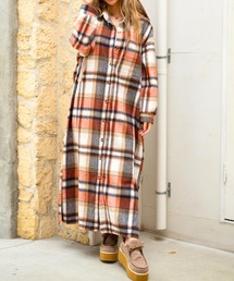 anap mimpi | ベイクカラーロング起毛シャツワンピース(ワンピース)