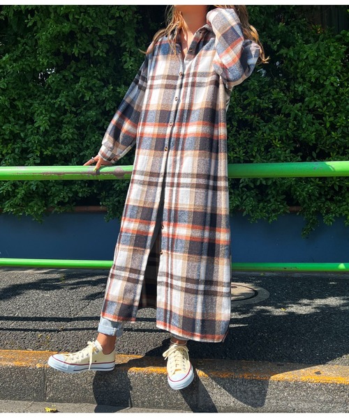 anap mimpi（アナップミンピ）の「ベイクカラーロング起毛シャツワンピース（ワンピース・レディース・ブラウン/オレンジ・FREE）」の21枚目の写真