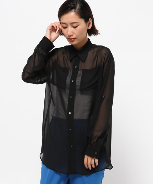 603（ロクマルサン）の「603 シフォンビックシャツ（シャツ/ブラウス・レディース・ホワイト/ブラック・FREE）」の2枚目の写真