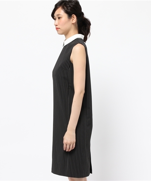 OUTLET（アウトレット）の「【CAPRICIEUX LE'MAGE】ストライプ衿付ワンピース（ワンピース・レディース・ブラック・1）」の3枚目の写真