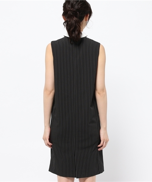 OUTLET（アウトレット）の「【CAPRICIEUX LE'MAGE】ストライプ衿付ワンピース（ワンピース・レディース・ブラック・1）」の4枚目の写真