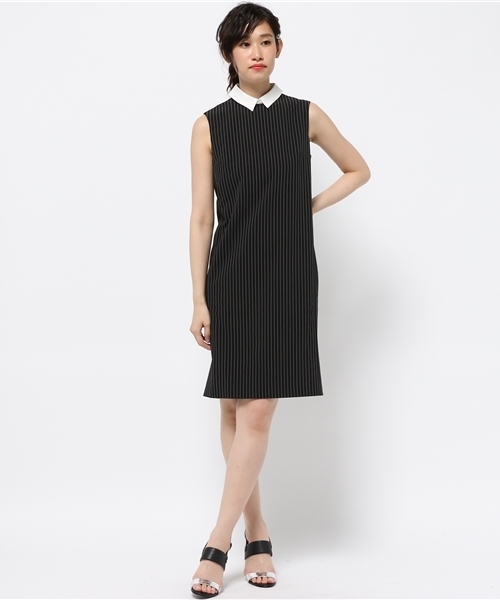 OUTLET（アウトレット）の「【CAPRICIEUX LE'MAGE】ストライプ衿付ワンピース（ワンピース・レディース・ブラック・1）」の5枚目の写真