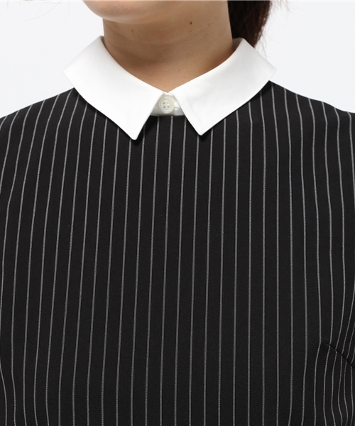 OUTLET（アウトレット）の「【CAPRICIEUX LE'MAGE】ストライプ衿付ワンピース（ワンピース・レディース・ブラック・1）」の6枚目の写真