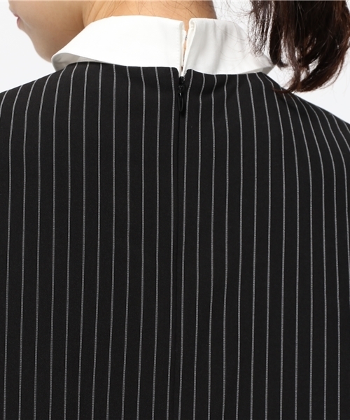 OUTLET（アウトレット）の「【CAPRICIEUX LE'MAGE】ストライプ衿付ワンピース（ワンピース・レディース・ブラック・1）」の8枚目の写真