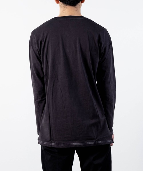 NYLAUS（ナイラス）の「ピーチスキン加工 配色ステッチ ポケット付き ロングスリーブTシャツ（Tシャツ/カットソー・メンズ・ブラック/ホワイト/ネイビー/ベージュ・M/L/LL）」の18枚目の写真