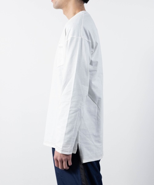 NYLAUS（ナイラス）の「ピーチスキン加工 配色ステッチ ポケット付き ロングスリーブTシャツ（Tシャツ/カットソー・メンズ・ブラック/ホワイト/ネイビー/ベージュ・M/L/LL）」の17枚目の写真