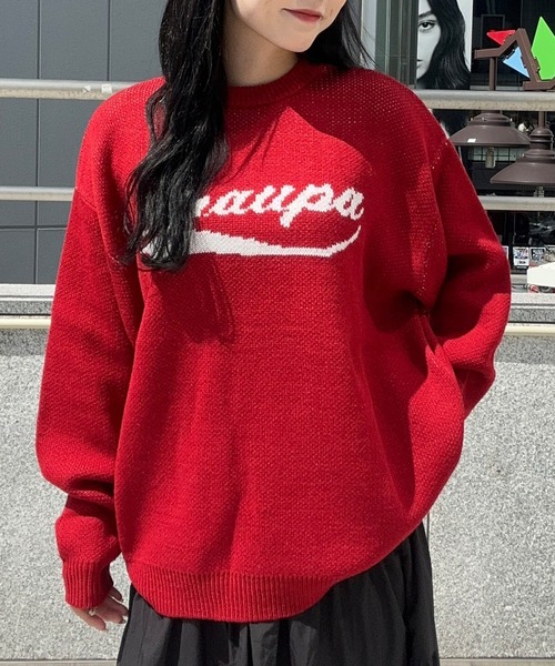 Snap club(スナップクラブ)の「【Snap club】ロゴジャガードスウェットライクニット(ニット/セーター・レディース・ブルー/グレー/ブラック/レッド・L/M)」の4枚目の写真
