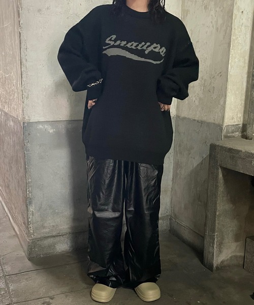 Snap club(スナップクラブ)の「【Snap club】ロゴジャガードスウェットライクニット(ニット/セーター・レディース・ブルー/グレー/ブラック/レッド・L/M)」の20枚目の写真