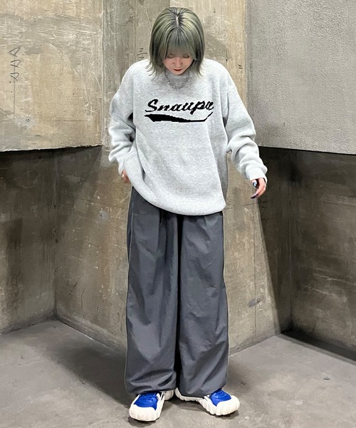Snap club(スナップクラブ)の「【Snap club】ロゴジャガードスウェットライクニット(ニット/セーター・レディース・ブルー/グレー/ブラック/レッド・L/M)」の7枚目の写真