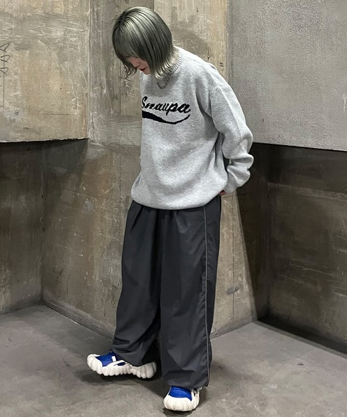 Snap club(スナップクラブ)の「【Snap club】ロゴジャガードスウェットライクニット(ニット/セーター・レディース・ブルー/グレー/ブラック/レッド・L/M)」の8枚目の写真