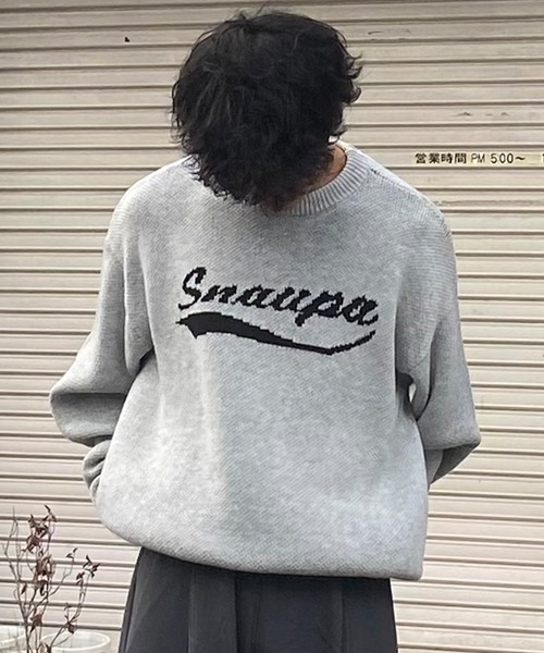 Snap club(スナップクラブ)の「【Snap club】ロゴジャガードスウェットライクニット(ニット/セーター・レディース・ブルー/グレー/ブラック/レッド・L/M)」の10枚目の写真