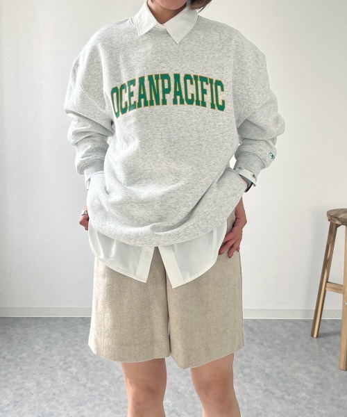 Ocean Pacific(オーシャンパシフィック)の「【OP:オーピー】ロゴクルースウェット トレーナー カレッジ ユニセックス(スウェット・メンズ・ヘザーグレー/グリーン・LARGE/MEDIUM/X-LARGE)」の6枚目の写真