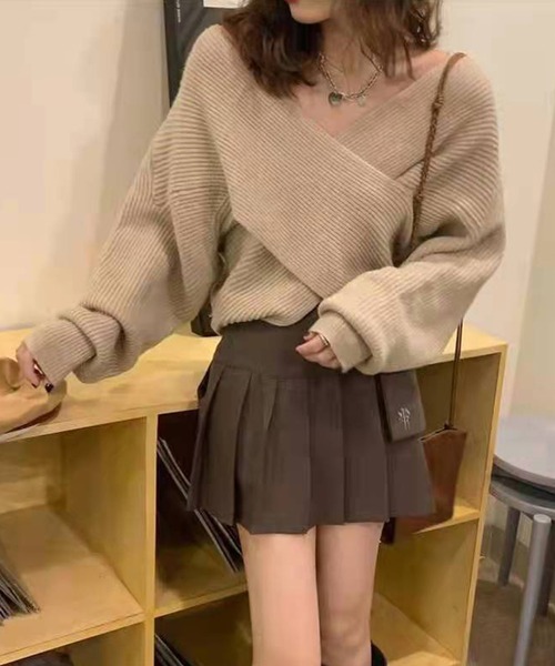 NinaetLina（ニナエリナ）の「カシュクールVネックニット（ニット/セーター・レディース・チャコール/モカ/ブラウン/ブラック・FREE）」の6枚目の写真