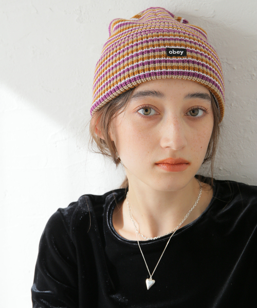 Oriens JOURNAL STANDARD（オリエンス ジャーナルスタンダード）の「【OBEY / オベイ】LOOSE GROOVE BEANIE：ニットキャップ（ニットキャップ/ビーニー・レディース・ブラック/パープル・FREE）」の13枚目の写真