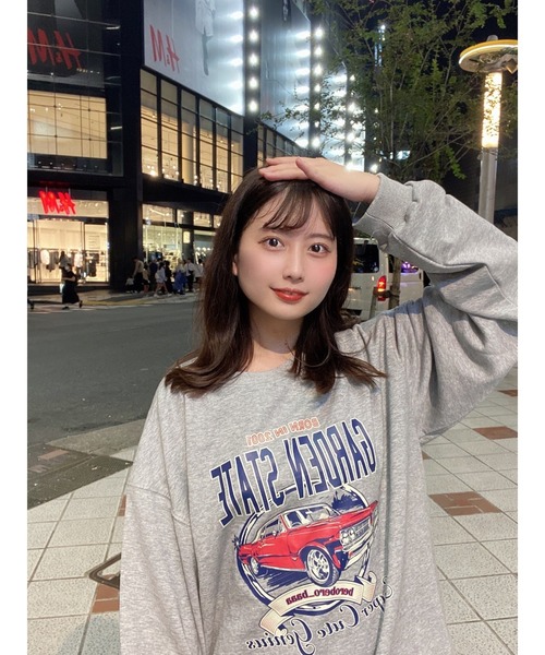 セール】【DEVICE×佐藤かれん】ルーズグラフィック CARプリント 裏毛