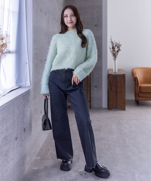 clear（クリア）の「ウール混ショートニットトップス（ニット/セーター・レディース・アイボリー/ライトカーキ/ミント・F）」の17枚目の写真