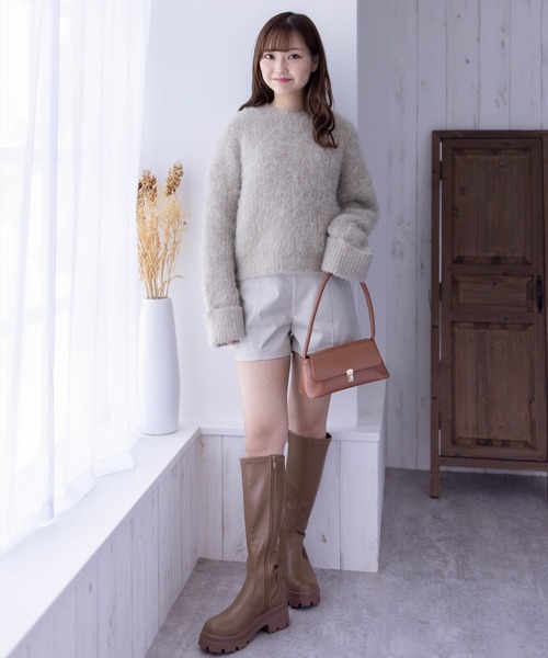 clear（クリア）の「ウール混ショートニットトップス（ニット/セーター・レディース・アイボリー/ライトカーキ/ミント・F）」の19枚目の写真