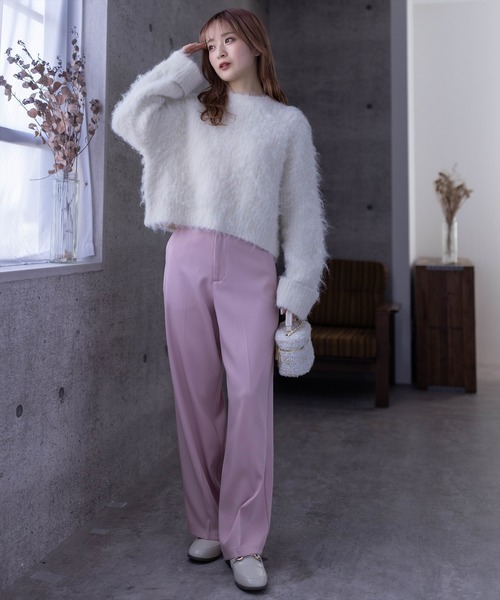 clear（クリア）の「ウール混ショートニットトップス（ニット/セーター・レディース・アイボリー/ライトカーキ/ミント・F）」の16枚目の写真