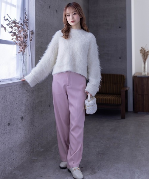 clear（クリア）の「ウール混ショートニットトップス（ニット/セーター・レディース・アイボリー/ライトカーキ/ミント・F）」の14枚目の写真