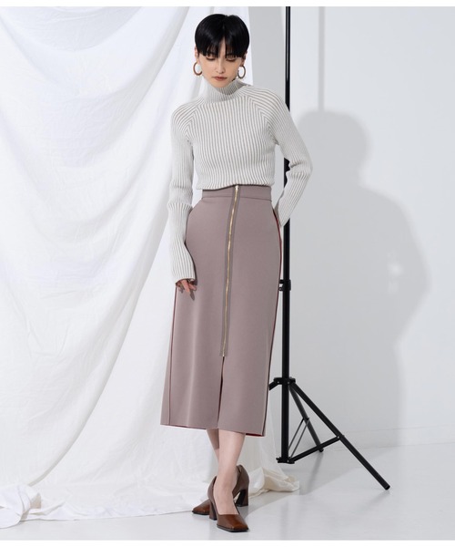 Settimissimo（セッティミッシモ）の「プレーティングリブボトルネックニット（ニット/セーター・レディース・アイボリー/レンガ/グレイッシュベージュ・FREE）」の14枚目の写真