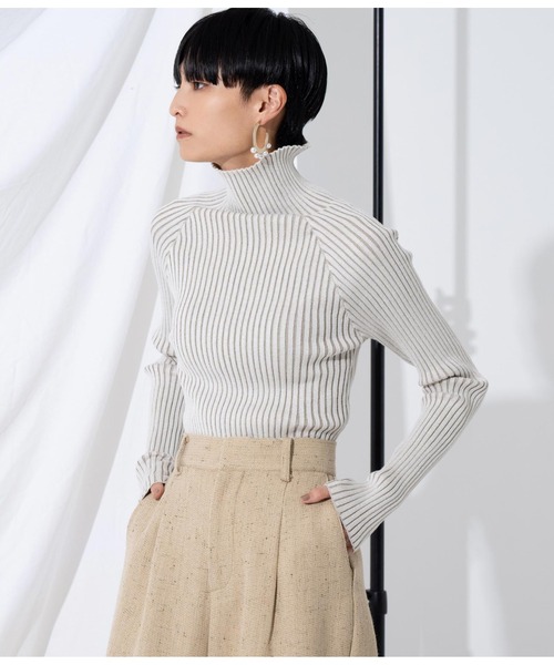 Settimissimo（セッティミッシモ）の「プレーティングリブボトルネックニット（ニット/セーター・レディース・アイボリー/レンガ/グレイッシュベージュ・FREE）」の5枚目の写真