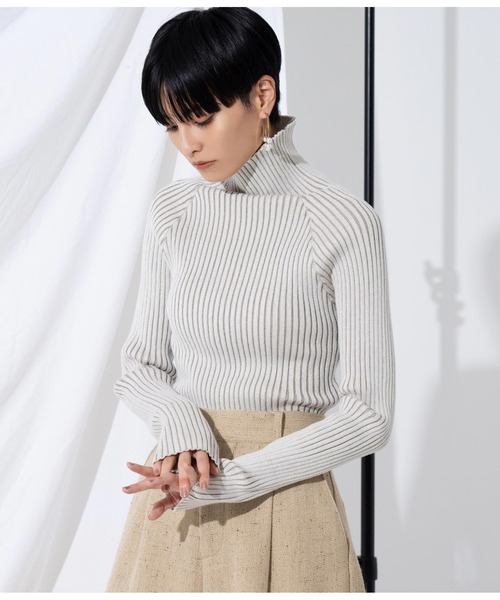 Settimissimo（セッティミッシモ）の「プレーティングリブボトルネックニット（ニット/セーター・レディース・アイボリー/レンガ/グレイッシュベージュ・FREE）」の6枚目の写真