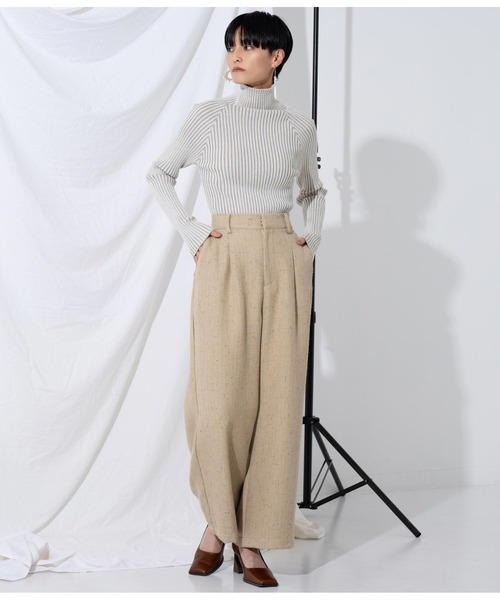 Settimissimo（セッティミッシモ）の「プレーティングリブボトルネックニット（ニット/セーター・レディース・アイボリー/レンガ/グレイッシュベージュ・FREE）」の10枚目の写真