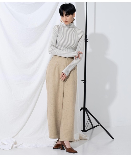 Settimissimo（セッティミッシモ）の「プレーティングリブボトルネックニット（ニット/セーター・レディース・アイボリー/レンガ/グレイッシュベージュ・FREE）」の11枚目の写真