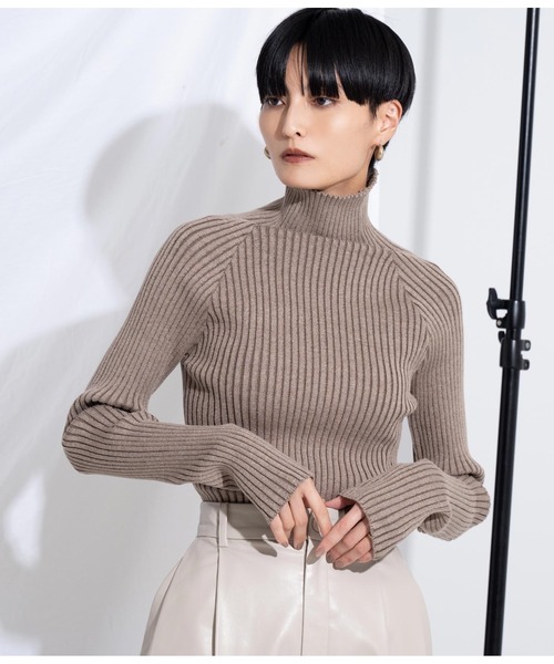 Settimissimo（セッティミッシモ）の「プレーティングリブボトルネックニット（ニット/セーター・レディース・アイボリー/レンガ/グレイッシュベージュ・FREE）」の15枚目の写真